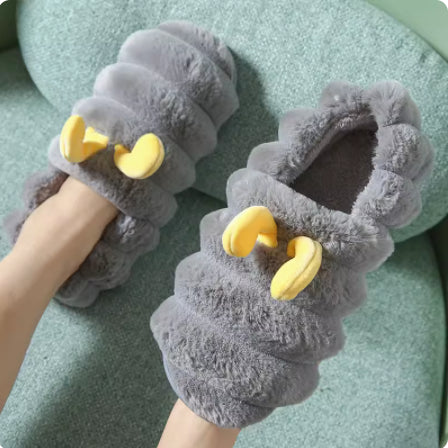 Women's Winter Bag And Home Warmth Cartoon Couple Anti Slip Cotton Slippers