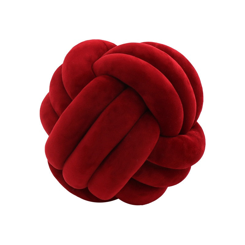 Knotted Ball Throw Pillow - CozyWhims Wine-Red-27X27cm