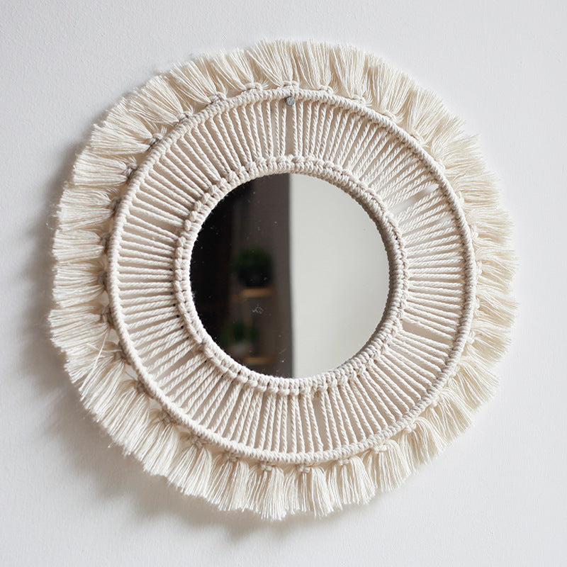 Rope Woven Tapestry Bedroom Wall Hanging Mirror - CozyWhims 