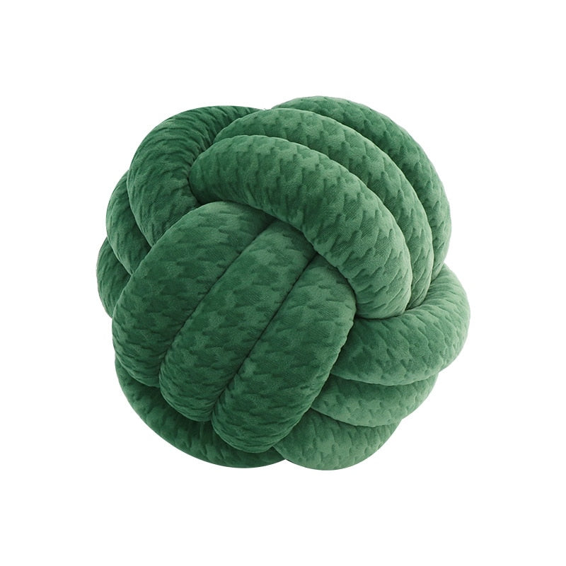 Knotted Ball Throw Pillow - CozyWhims Forest-Green-20X20cm