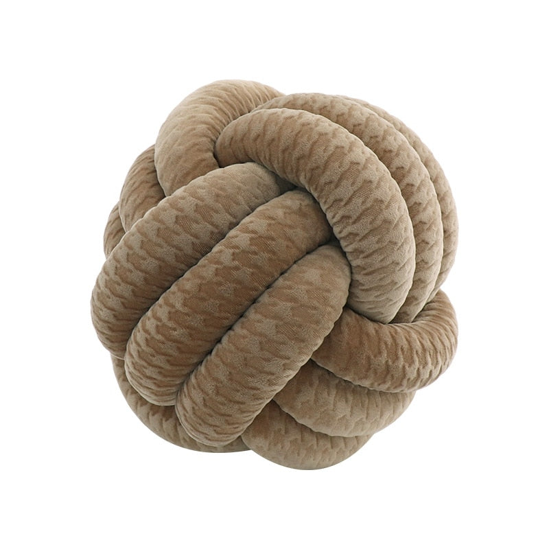 Knotted Ball Throw Pillow - CozyWhims Khaki-27X27cm