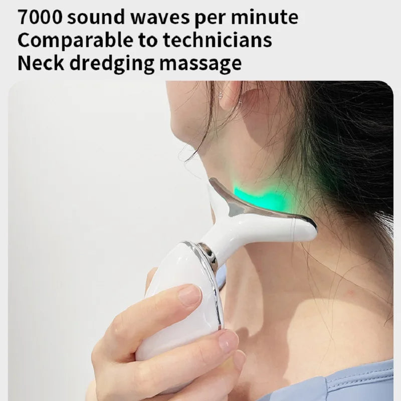 Neck Face Beauty Device Colorful LED Photon Therapy Skin Tighten Reduce Double Chin Anti Wrinkle Remove Lifting Massager I - CozyWhims 