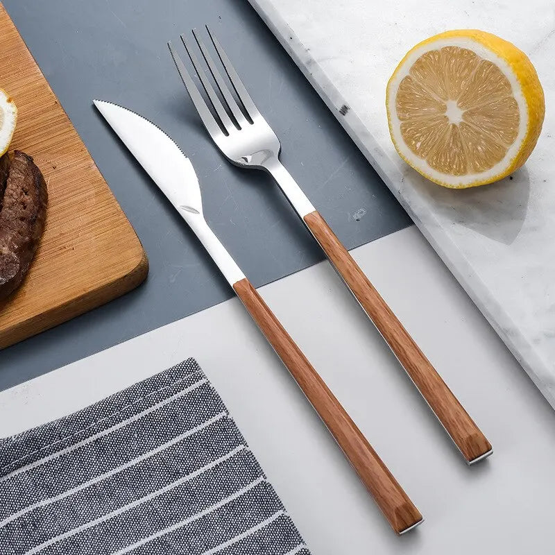 Wooden Handle Cutlery Set - CozyWhims 