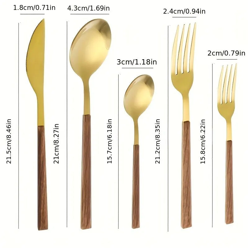 Wooden Handle Cutlery Set - CozyWhims 