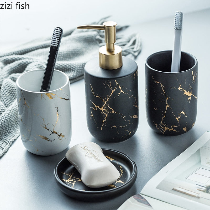 Nordic Matte Bathroom Accessories Set - CozyWhims 