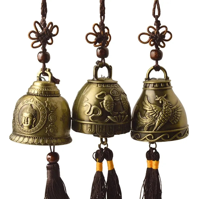 Feng shui Buddhism Copper Bell Religious Wind Bell Buddha Home Hanging Decoration Blessing for Luck Wind Chime Car Decor Crafts - CozyWhims 