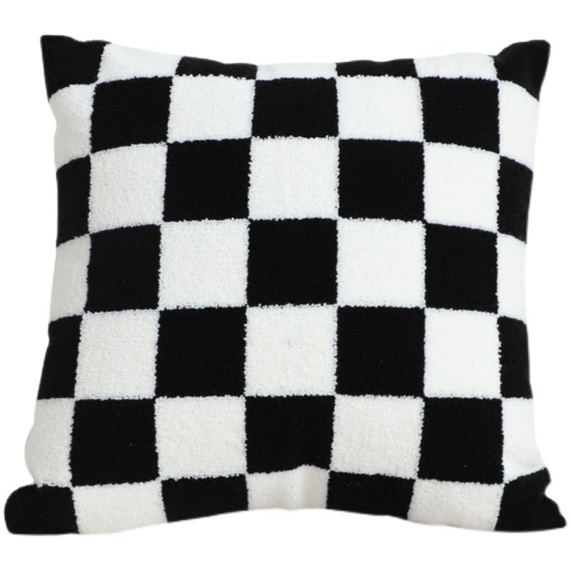 Black And White Simple Checkerboard Pillow Living Room Sofa - CozyWhimsHome Goods