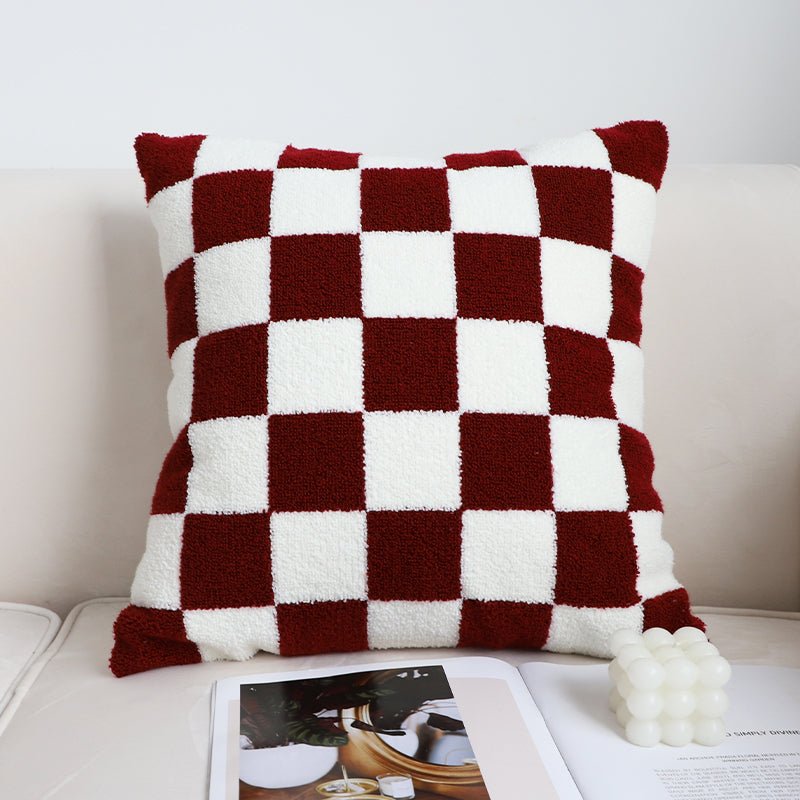 Black And White Simple Checkerboard Pillow Living Room Sofa - CozyWhimsHome Goods