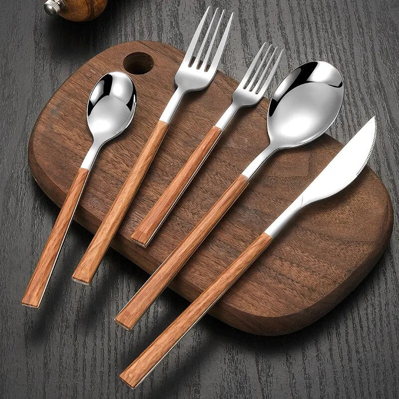 Wooden Handle Cutlery Set - CozyWhims 